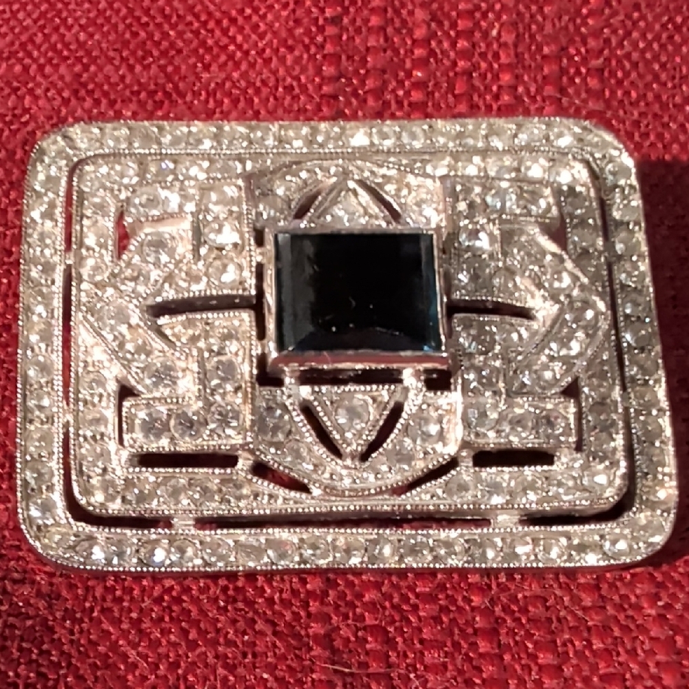 Sparkling Sterling Silver 925 Brooch with CZs And A Lab Created Sapphire